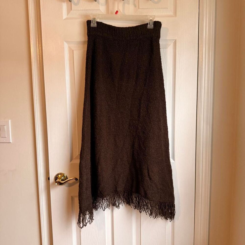 Chocolate Brown Maxi Fringe Skirt Waist Size 28